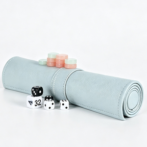 Custom Logo Portable <b>Backgammon</b> Set Roll Up Leather <b>Board</b> Game with Dice and Checkers Wholesale OEM Factory Supplier - Product Image 1