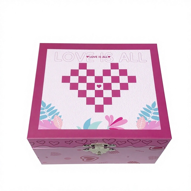 Yiyu 2026 New Popular Heart Pattern Custom Music Box with Figurine Paper Music Box for Kids Anniversary Gift