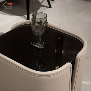 Tavolino Laterale di Lusso Moderno, Tavolino di Alta Qualità con Vera Pelle, Finitura Laccata Lucida per Salotti, Ville - Product Image 4