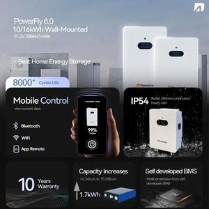Da Wn Ice 10kw LiFePO4 Stackable Solar <b>Battery</b> with Hybrid Grid Support IP65 Protection CAN Communication - Product Image 4