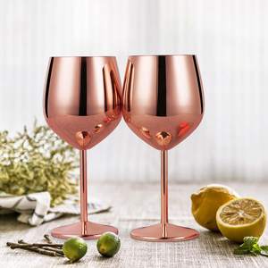 Goblet de vinho de aço inoxidável, colorido personalizado 16oz ouro prata preto rosa ouro metal vidro inquebrável champanhe flautas - Product Image 5