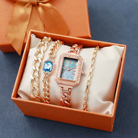 Luxus Damen uhr Mode Kleid Quadrat Kristall Einfaches Design Damen Quarzuhr Uhr Armband Set (WT2290)