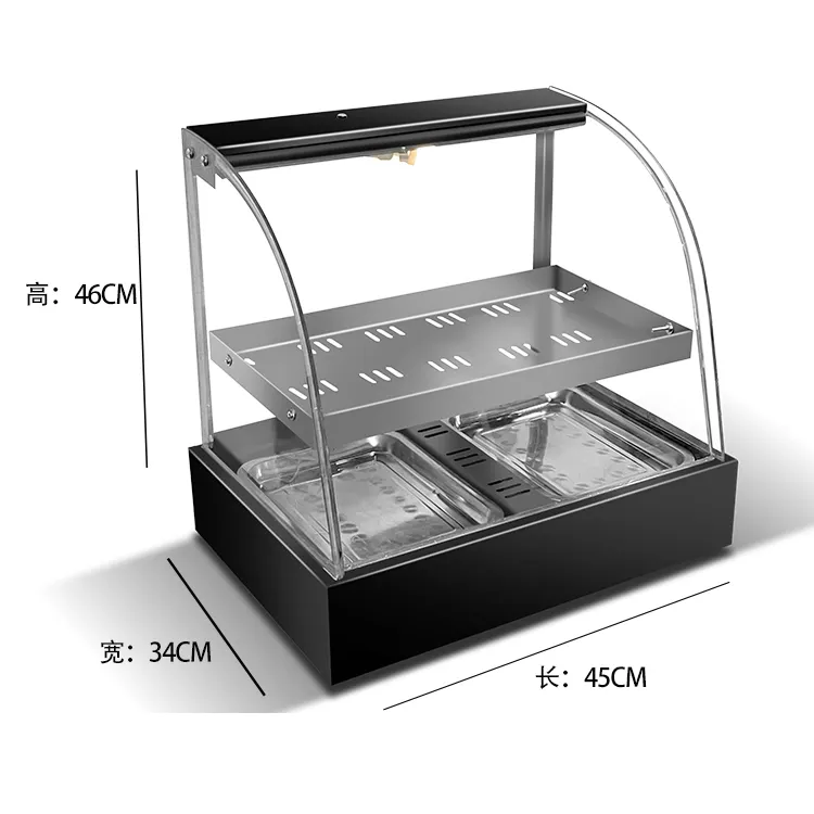 Curva di Vetro Elettrico Riscaldamento Degli Alimenti Riscaldamento Vetrina Cibo Caldo Pizza Pie Caldo Vetrina