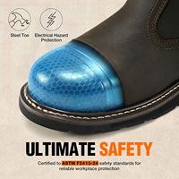 Bottes de travail en cuir Wellington pour hommes, à embout en acier, imperméables, antidérapantes, avec semelle extérieure en caoutchouc, doublure en fourrure, usage industriel, design à enfiler, EH