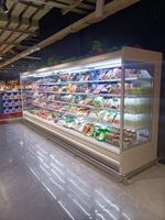 Commerciële energiezuinige, instelbare open split-aircurtain koelvitrine voor supermarkten, dranken en fruit.