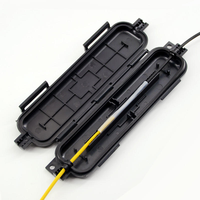 Caja de empalme de fibra óptica FTTH de 1 núcleo, impermeable, de ABS, con tubo adaptador SC, cable de bajada y accesorios de funda termorretráctil