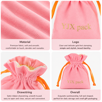 Pochette en velours à doublure contrastée de luxe, sac cadeau avec logo personnalisé, sac de rangement en ruban de satin pour petits accessoires
