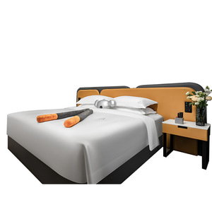 Marco de cama de madera duradero de tamaño King Queen opcional asequible con cabecero y mesita de noche para juego de muebles de dormitorio de Hotel - Product Image 6