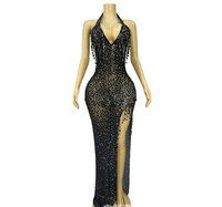 Robe de soirée de mariage mi-longue en strass de luxe pour femmes