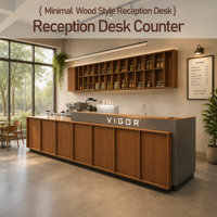 Bureau d'accueil moderne et minimaliste haut de gamme, comptoir d'accueil personnalisable pour hôtel et service d'entreprise