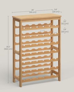 Range-bouteilles autoportant 7 niveaux en bambou naturel durable, présentoir de 42 bouteilles, étagères de rangement, plateau de table anti-basculement en bois massif - Product Image 1