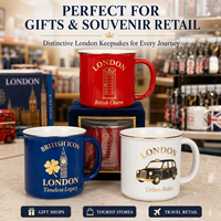 Tasses à café en céramique souvenir touristique de Londres (Royaume-Uni) avec logo plaqué or des bâtiments emblématiques, personnalisables OEM ODM en gros