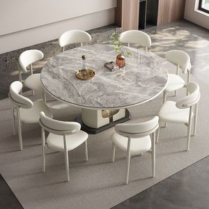 Set di Tavolo da Pranzo Allungabile in Marmo e Legno con Sedie, Design Moderno e Lussuoso per 4-6 Persone, Arredamento Bianco per Sala da Pranzo e Cucina - Product Image 6