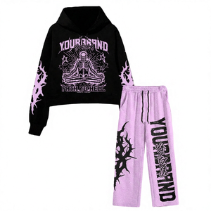 Conjunto Deportivo con Capucha para Mujer YOURBRAND, Negro y Gris, Manga Larga, Pantalones con Cordón, Estilo Urbano, Corte Holgado, Ropa Deportiva de Otoño - Product Image 4