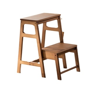 Wooden <b>Step</b> Stool With Two Levels For Home Use Children And Adults Brown Color <b>Foldable</b> Design - Product Image 5