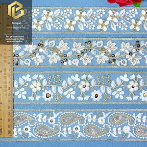 LEIXUSI Dentelle géométrique à sequins blancs dorés de 5 cm, garniture soluble dans l'eau pour vêtements Hanfu et accessoires DIY - Product Image 1