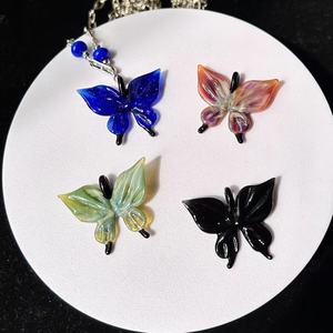 Pendentif papillon en verre fait main, collier en verre, ornement, accessoires de vêtements chinois Han, pendentif DIY, cadeau, matériau importé, Sim - Product Image 1