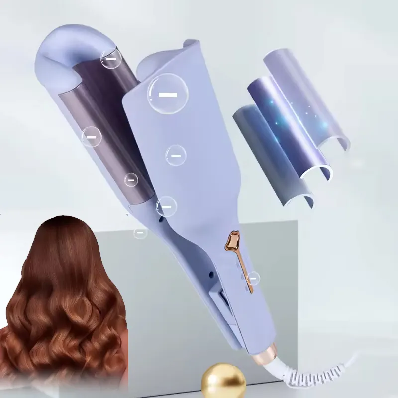 लंबे बालों के लिए 2024 नया डिज़ाइन प्रोफेशनल हाई-टेम्परेचर वॉटर वेव कर्लिंग आयरन हेयर रोलर पर्म
