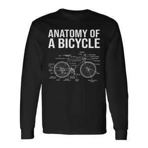 T-shirt à manches longues pour cyclistes, anatomie d'un vélo, pièces de vélo, promotionnel pour les passionnés de cyclisme - Product Image 2