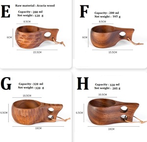Mug à café et tasse à lait en bois d'acacia massif de style nordique moderne 220 ml Écologique LEXDO - Product Image 6