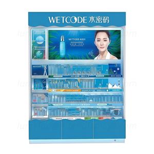 Présentoir autoportant en bois haut de gamme avec panneau publicitaire numérique et éclairage LED réglable pour exposition en magasin de cosmétiques - Product Image 3