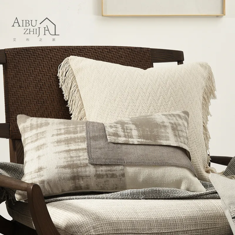 AIBUZHIJIA-funda de cojín de macramé, Color Beige, algodón y lino, Natural, para decoración del hogar