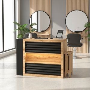 Versatile Modern Wood <b>Foldable</b> Reception <b>Desk</b> for Barber Salon Furniture Gym Supermarket Warehouse Workshop Outdoor Use Model 30 - Product Image 3