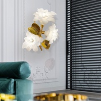 Lampe murale de luxe en cuivre/fer et verre/céramique, style européen haut de gamme, nouveau modèle artistique, grand design floral LED