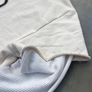 Custom screen Screen Print <b>Waffle</b> Thermal cotton Fabrics Long Sleeve Double Layers Oversized Boxy Fit Acid Washed Men <b>Shirt</b> - Product Image 4