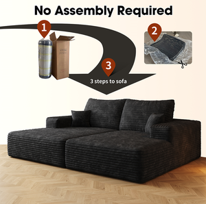 Modern Convertible Square <b>Sofa</b> <b>Bed</b> Set with Dual Sleeper & Lounger for Apartment/Hotel/Villa Use No Assembly Required - Product Image 4