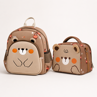 Ensemble sac à dos et sac à déjeuner pour enfants, 3-6 ans, garçons et filles, motif ours mignon, polyester, cartable préscolaire