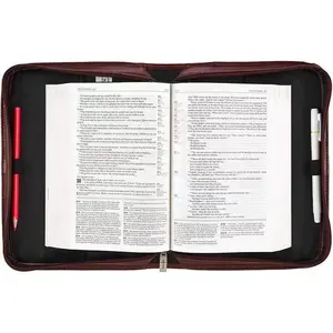 高品质拉链圣经书套，带拉链圣经书保护PU圣经皮套和包袋架定制