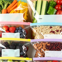 Sacs de congélation réutilisables en PE avec fermeture éclair coulissante, vente en gros d'usine, pour étiquetage, idéaux pour la cuisine, le réfrigérateur et les aliments pour animaux de compagnie