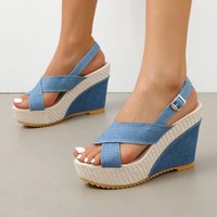 Sandalias de Plataforma con Tacón de Cuña para Mujer, Zapatos Casuales de Verano
