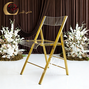 Chaise de salle à manger pliante moderne en acrylique transparent avec structure en acier inoxydable pour la maison et les appartements - Product Image 4