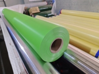 Bâche PVC Bleu Vert Beige 610 g/m² Brillante 500 grammes 4 m de large en rouleaux