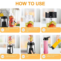 Mélangeur personnel S/S Face & Smoothie Maker avec 2 presse-agrumes rétro Portable avec bouteilles 500W licuadora