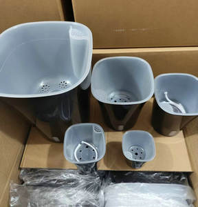 Macetas y Jardineras Grandes de 23 cm (9 Pulgadas) con <span class=keywords><strong>Autorriego</strong></span>, Macetas con Indicador de Agua, Blancas y Negras - Product Image 4