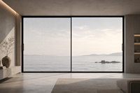 Système de Portes Coulissantes Multiples Panoramiques Modernes en Aluminium Insonorisées à Cadre Fin, Grandes Portes Coulissantes en Verre, Garantie de 3 Ans