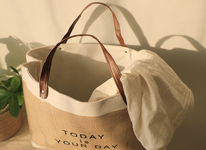 Sac de courses en toile de jute et chanvre, grand, imperméable, personnalisé, de style japonais, pour le stockage d'épicerie, de produits divers et de linge, vente en gros - Product Image 4