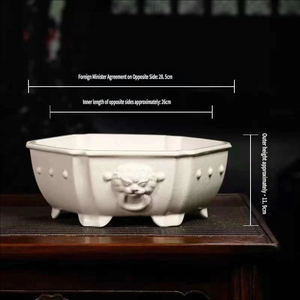 <span class=keywords><strong>Pot</strong></span> en céramique hexagonal avec glaçure craquelée de type céladon, <span class=keywords><strong>pot</strong></span> de fleurs décoratif à tête de bête chinoise pour plantes succulentes et bonsaïs à tiges anciennes - Product Image 2