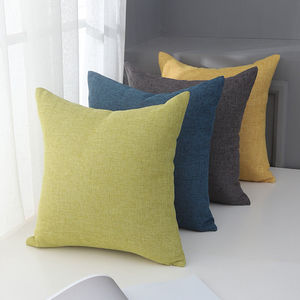 Cojín decorativo Dea de color liso en algodón y lino, 45x45cm, estilo chino moderno, cojín lumbar para sofá, cama, respaldo de silla, con relleno. - Product Image 3