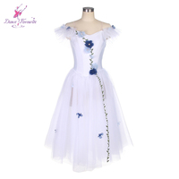 Costume de tutu de ballet blanc long romantique 20534, robe de danse de fée imprimée pour spectacle de scène