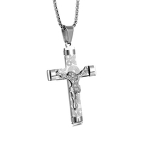 Colliers Pendentifs en Acier Inoxydable PVD avec Prière du Seigneur, Verset Biblique, Jésus Crucifix, Croix Religieuse, Symbole de Foi, Bijoux de Mode Raffinés