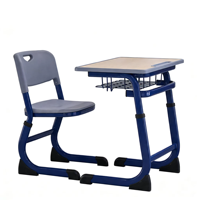Ensemble table et chaise d'étude scolaire personnalisable, pieds en tube d'acier, hauteur réglable, mobilier de classe scolaire, bureau et chaise individuels