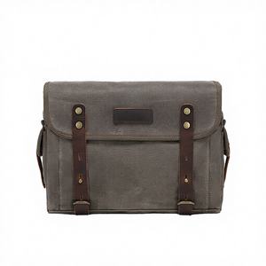 Sac latéral moto vintage MUCHUAN pour homme en toile, tactique, antivol, à bandoulière, avec panneau de couverture et fermeture, grande capacité - Product Image 2