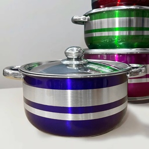 Set di pentole e pentole in acciaio inossidabile colorato 4 pezzi Set di pentole e pentole da cucina Set di pentole a Gas Set di pentole a induzione casseruola - Product Image 5