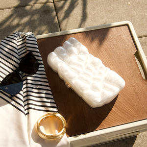 Bolso de Mano de Acrílico con Textura de Mármol Perlado, Elegante y de Lujo, Tipo Caja Cuadrada, para Eventos Nocturnos, para Mujer, Nuevo - Product Image 5