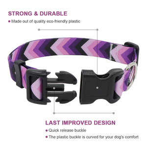 Purple <b>Pink</b> Chevron <b>Dog</b> Collar and Leash Set Adjustable Buckle Closure Fashion Polyester Material for <b>Dogs</b> - Product Image 4