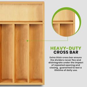 Organisateur de tiroir en bambou à 5 compartiments pour rangement de cosmétiques - Product Image 3